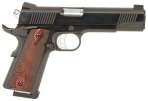 Tyler Gun Works TGWGVBL45 Custom 1911 Government Full Size Frame 45 ACP 7+1 5" Stainless Match Grade Barrel, Blued Serrated Steel Slide & Steel Frame w/Beavertail, Walnut Grip