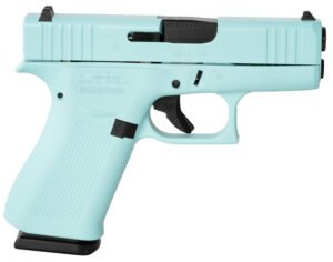Glock UX4350204REB G43X  Slim Sub-Compact Frame 9mm Luger 10+1 3.41" Black GMB Barrel, Robins Egg Blue Cerakote Serrated Steel Slide, Robin Egg Blue Cerakote Polymer Frame w/Beavertail, USA Made