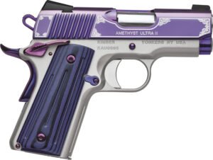 Kimber Mfg, Inc 3200319 Ultra II  9mm Luger 8+1 3" Stainless Match Grade Barrel, Engraved Purple Amethyst PVD Serrated Stainless Steel Slide, Satin Silver Aluminum Frame w/Beavertail, G10 Grip