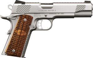 Kimber Mfg.,inc 3200365 Stainless Pro Raptor II 9mm 9+1 4" Stainless Steel Slide Satin Silver Zebrawood w/ Scale Pattern and Kimber Logo Grip