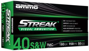 Ammo Inc 40180TMCSTRKGRN50 Streak Visual (GREEN)  40S&W 180gr Total Metal Case 50 Per Box/20 Case