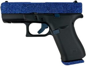 Glock PAX435204NNVY G43X  Sub-Compact Frame 9mm Luger 10+1 3.41" Black GMB Barrel, Navy Blue Glitter Serrated Steel Slide, Black Cerakote Polymer Frame w/Beavertail, Black Textured Grip, Ambidextrous