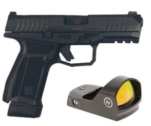 AREX DELTA M OR 9MM 1X15RD 1X17RD AMBI MAG AND SLIDE RELEASE 5X OPTICS PLATES BLACK WITH CRIMSON TRACE RED DOT