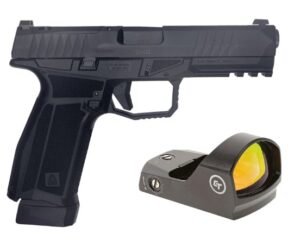 AREX DELTA L OR 9MM 1X17RD 1X19RD AMBI MAG AND SLIDE RELEASE 5X OPTICS PLATES BLACK WITH CRIMSON TRACE RED DOT