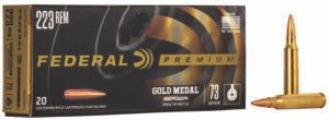 Federal GM223BH73 Premium Gold Medal 223Rem 73gr Berger Open Tip Match 20 Per Box/10 Case