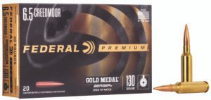 Federal GM65CRDBH130 Premium Gold Medal 6.5Creedmoor 130gr Berger Hybrid Open Tip Match 20 Per Box/10 Case