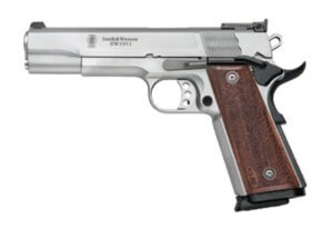 SW1911 9mm 5" Matte/Slv Wood Grip Pro