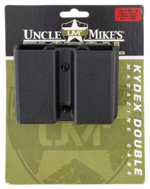 Uncle Mike's 51361 Kydex Double Mag Case Black Kydex Belt Clip 9mm Luger 40 S&W Belts 1.75" Wide