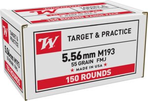 Winchester Ammo WM193150 USA M193 5.56x45mmNATO 55gr Full Metal Jacket 150 Per Box/4 Case *Value Pack