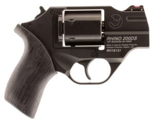 Chiappa Firearms CF340216 Rhino 200DS Small Frame 357 Mag 6 Shot, 2" Black Anodized Steel Barrel, Blued Steel Cylinder, Black Anodized Aluminum Frame, Black Rubber Grip, Concealed Hammer