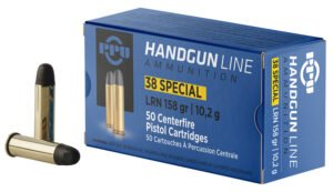 PPU PPH38SL Handgun  38Special 158gr Lead Round Nose 50 Per Box/10 Case