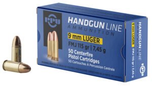 PPU PPH9F1 Handgun  9mmLuger 115gr Full Metal Jacket 50 Per Box/20 Case