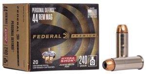 Federal P44HS1 Premium Personal Defense 44RemMag 240gr Hydra-Shok Jacketed Hollow Point 20 Per Box/25 Case