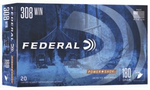 Federal 308B Power-Shok  308Win 180gr Jacketed Soft Point 20 Per Box/10 Case