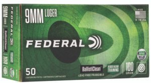 Federal BC9NT3 BallistiClean Reduced Hazard Training 9mmLuger 100gr Lead Free Frangible 50 Per Box/20 Case
