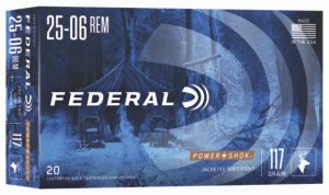 Federal 2506BS Power-Shok  25-06Rem 117gr Jacketed Soft Point 20 Per Box/10 Case