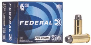 Federal C45LCA Champion Training 45Colt 225gr Semi Wadcutter Hollow Point 20 Per Box/25 Case