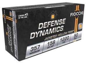Fiocchi 357B Defense Dynamics  357Mag 158gr Jacketed Hollow Point 50 Per Box/20 Case