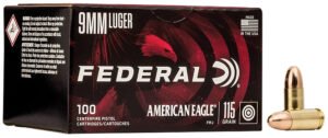 Federal AE9DP100 American Eagle Handgun 9mmLuger 115gr Full Metal Jacket 100 Per Box/5 Case