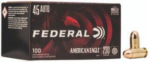 Federal AE45A100 American Eagle Handgun 45ACP 230gr Full Metal Jacket 100 Per Box/5 Case
