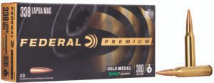 Federal GM338LM2 Premium Gold Medal 338LapuaMag 300gr Sierra MatchKing BTHP 20 Per Box/10 Case