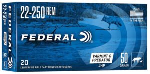 Federal AE22250G American Eagle Varmint & Predator 22-250Rem 50gr Jacketed Hollow Point 20 Per Box/10 Case