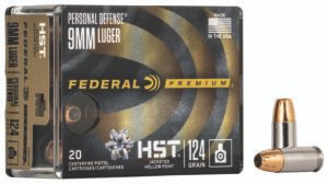Federal P9HST1S Premium Personal Defense 9mmLuger 124gr HST Jacketed Hollow Point 20 Per Box/10 Case