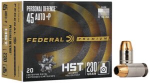 Federal P45HST1S Premium Personal Defense 45ACP+P 230gr HST Jacketed Hollow Point 20 Per Box/10 Case