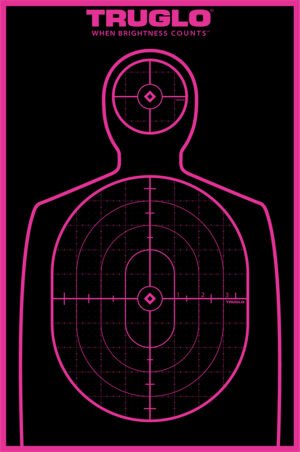 TruGlo TG13P6 Tru-See Handgun Target Self-Adhesive Heavy Paper Black/Pink 12"x18" Silhouette 6 Pack