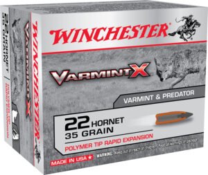 Winchester Ammo X22P Varmint X  22Hornet 35gr Polymer Tip Rapid Expansion 20 Per Box/10 Case