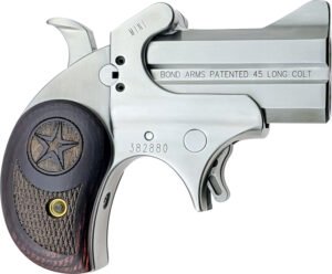 Bond Arms BAM Mini Original 45 Colt (LC) 2rd 2.50"  Stainless Steel Double Barrel & Frame, Auto Extractor & Rebounding Hammer, Blade Front/Fixed Rear Sights, Rosewood Grips, Manual Safety