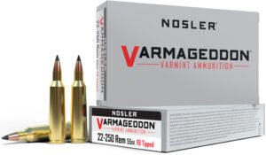 NOSLER VARMAGEDDON 22-250 REM - 55GR FBT 20RD 10BX/CS