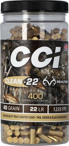 CCI CLEAN 22LR 40GR REALTREE - POLY COATED RN 400RD 8BX/CS