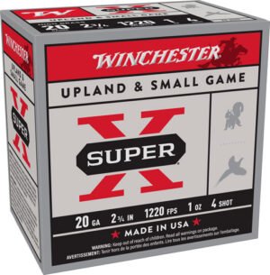 WINCHESTER SUPER-X 20GA 2.75" - 1OZ #4 1220FPS 25RD 10BX/CS