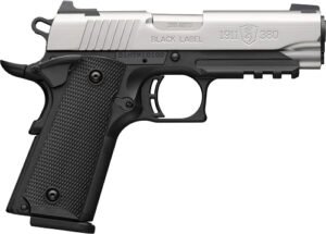 BROWNING 1911-380 SS 380ACP - 3.58"COMP 8RD BLK/SS W/RAIL