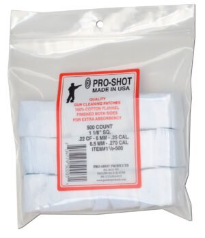 Pro-Shot 118500 Cleaning Patches  .22/ .270 Cal 1.125" Square Cotton Flannel 500 Pack