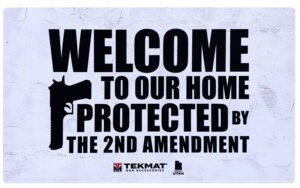 TekMat TEK422AMENDMENT 2nd Amendment Door Mat White/Black Rubber 42" Long "Welcome To Our Home Protected By The 2nd Amendment"
