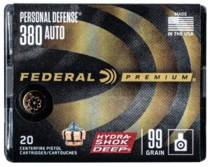 Federal P380HSD1 Premium Personal Defense 380ACP 99gr Hydra-Shok Deep Hollow Point 20 Per Box/10 Case