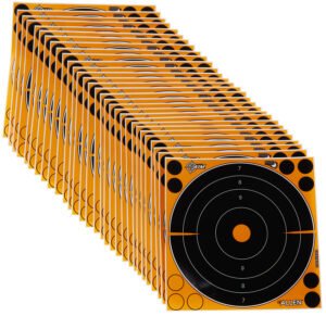 EZ-Aim 15221 Splash Reactive  Self-Adhesive Paper Black/Orange 8" Bullseye 30 Pack