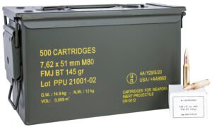 PPU PPRM762M Rangemaster  7.62x51mmNATO 145gr Full Metal Jacket Boat Tail/500rds *Sold by Case *Includes Metal Can