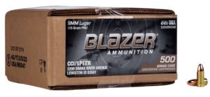 CCI 5200BK500 Blazer Brass Handgun 9mmLuger 115gr Full Metal Jacket 500 Per Box/1 Case *Loose