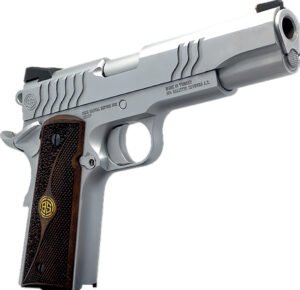 Dickinson LLC DKSN9S 1911 Adam S Commander Frame SAO 9mm Luger 9+1 4.25" Stainless Button Rifled Barrel, Stainless Steel S Serrations Slide, Stainless Steel Frame, Wood Grip