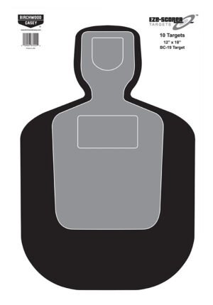 Birchwood Casey 37007 EZE-Scorer BC-19 Silhouette Paper Hanging Universal 12" x 18" Black/Gray/White 100 Per Pkg