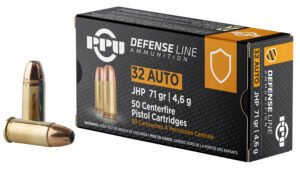 PPU PPD32A Defense  32ACP 71gr Jacketed Hollow Point 50 Per Box/20 Case