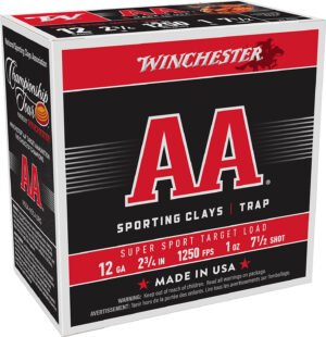 Winchester Ammo AASC12507 AA Super Sport Sporting Clay 12Gauge 2.75" 1oz 7.5Shot 25 Per Box/10 Case