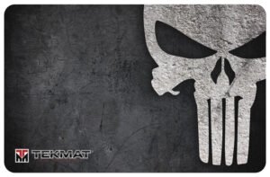 TekMat TEKR17PUNISHER Punisher Grunge Cleaning Mat Black/White Rubber 11"x17" Punisher Skull