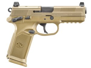 FN 66100223 FNX Tactical 45 ACP 10+1 4.50" Black Steel Barrel, Flat Dark Earth Optic Cut/Serrated Steel Slide & Polymer Frame w/Picatinny Rail, FDE Interchangeable Backstrap Grip, Ambidextrous