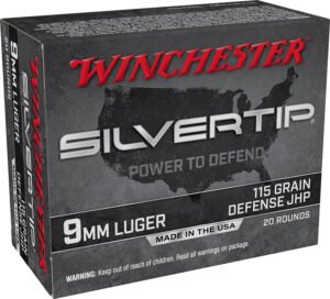 Winchester Ammo W9MMST Silvertip  9mmLuger 115gr Silvertip Jacket Hollow Point 20 Per Box/10 Case