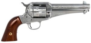 Taylors & Company 550408 1875 Army Outlaw 45 Colt (LC) Caliber with 5.50" Barrel, 6rd Capacity Cylinder, Overall White Engraved Finish Steel & Walnut Grip