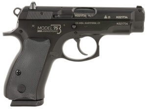 CZ-USA 91122 CZ 75 Compact 50th Anniversary 9mm Luger 15+1 3.75" Black Steel Barrel & Serrated Slide, Black Polycoat Steel Frame w/Beavertail, Black Plastic Grip, Right Hand